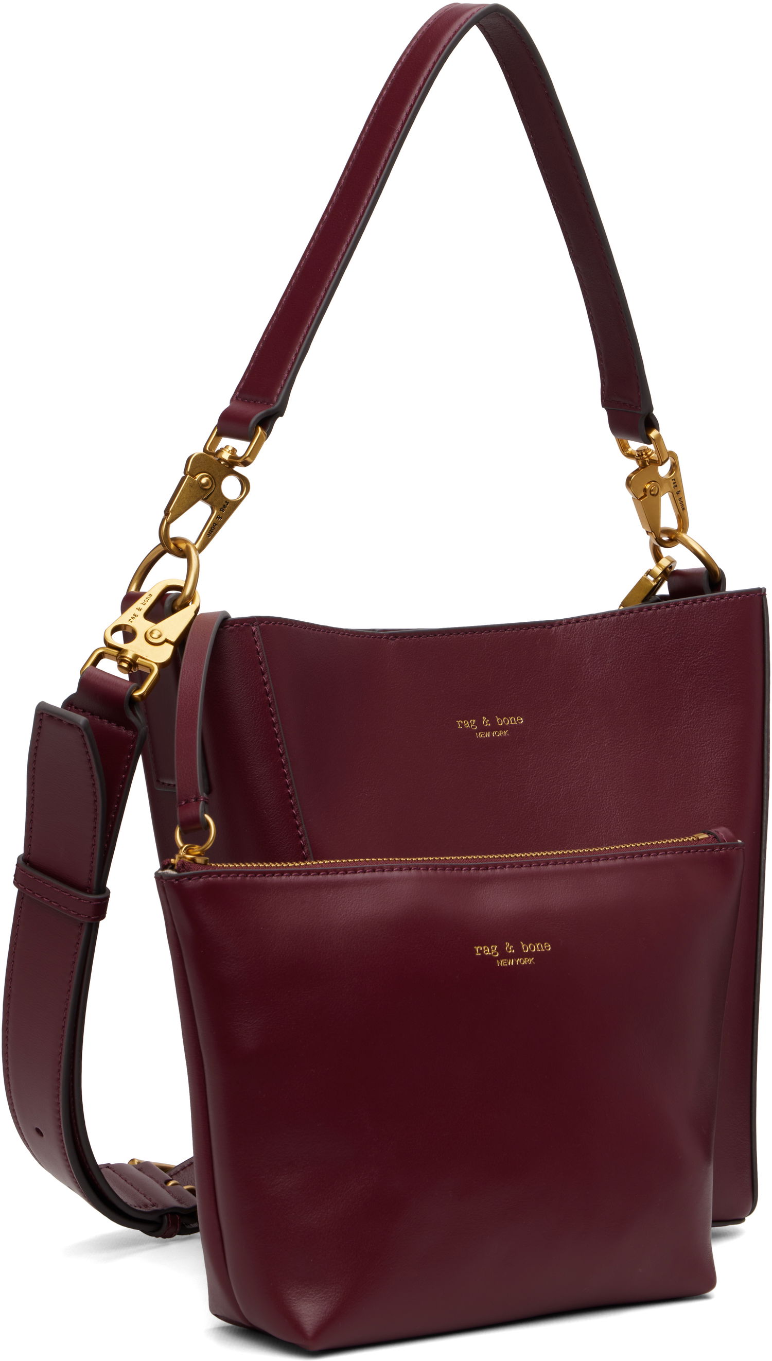 Torbica rag & bone Rag & Bone Parker Leather Bucket Bag Bordo | LE101313, 1