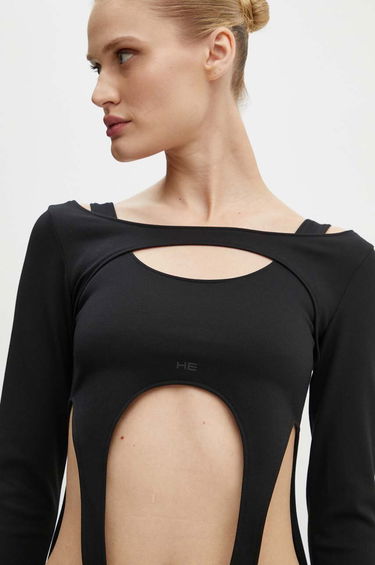 Krop-top HELIOT EMIL Long Sleeve Cut-Out Top Črna | HE.W.13.051.BLK01, 4