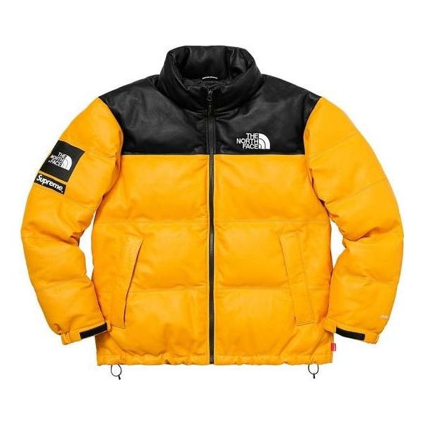 Puhovka Supreme Nuptse Leather  Jacket Rumena | SUP-FW17-618