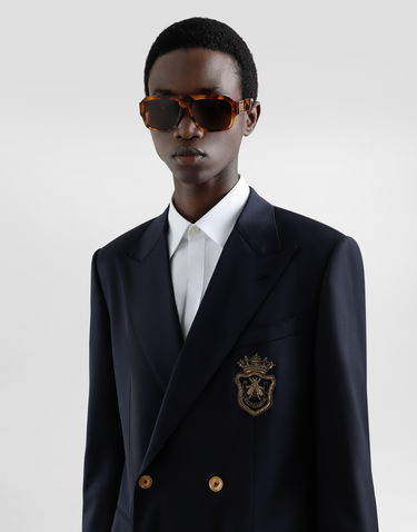 Jakna Dolce & Gabbana Double-breasted Wool Jacket With Patch Modra | G2TJ8ZFUBFAB4902, 3