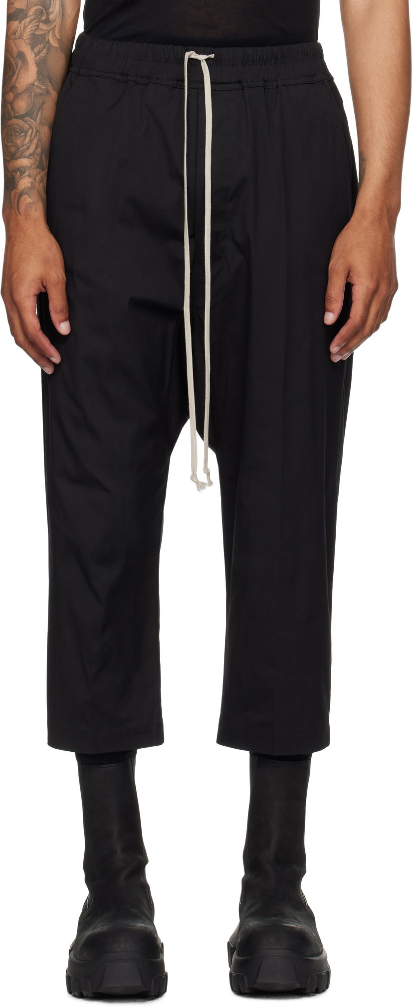 Hlače Rick Owens Rick Owens Concordians Forever Drawstring Cropped Trousers Črna | RU02E1381 TE