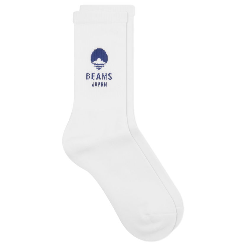 Nogavice BEAMS Logo Socks, Size Large Bela | 56430018655-2