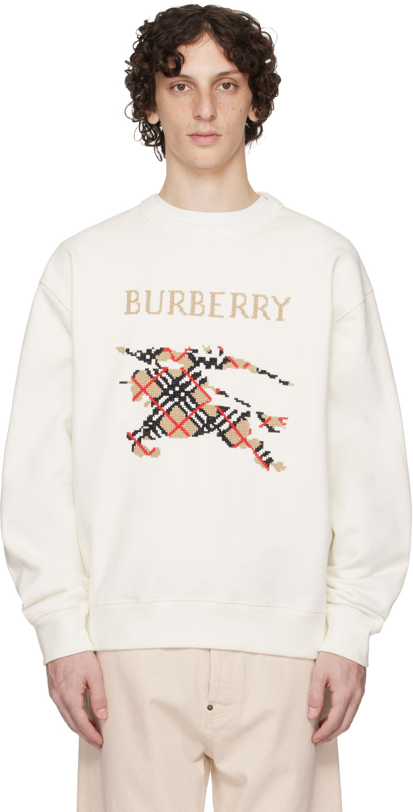 Pulover Burberry Burberry Intarsia EKD Sweatshirt Bela | 8110547