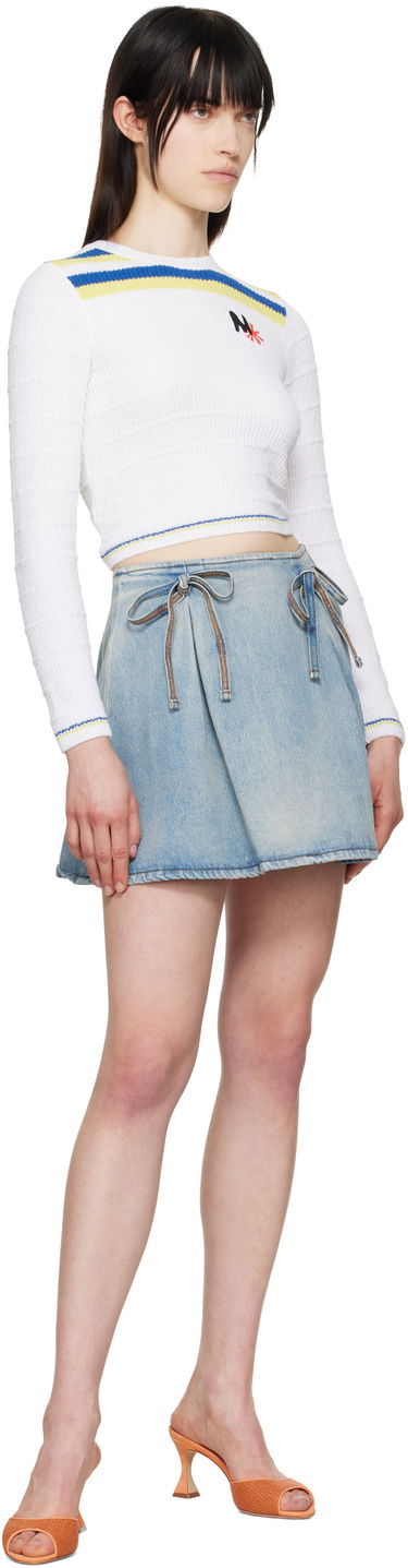 Krila MSGM MSGM Bow Accent Denim Miniskirt Modra | 3841MDD231L 257275, 3