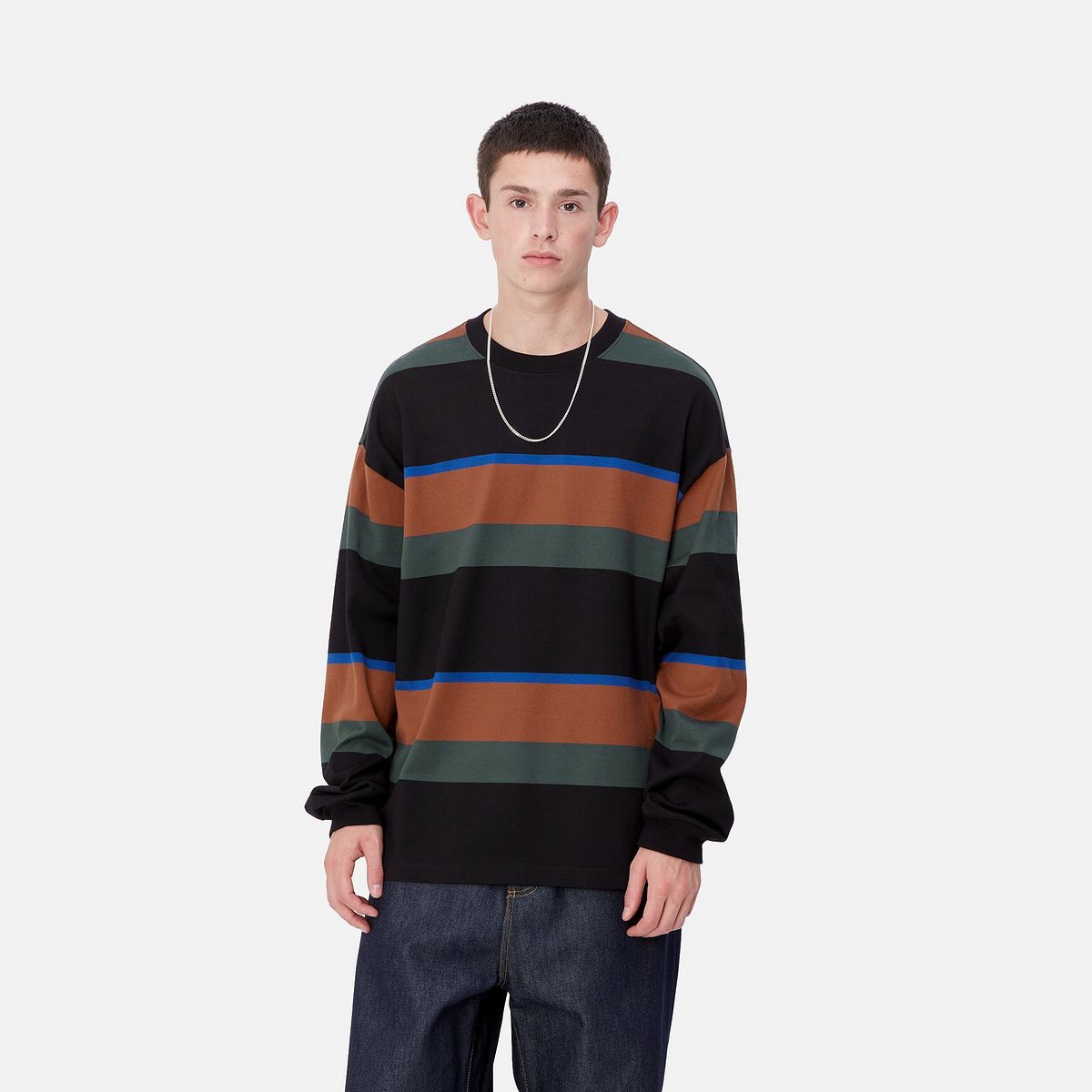 Majica Carhartt WIP Sundling Stripe Long Sleeve T-Shirt Črna | I033928_9, 0