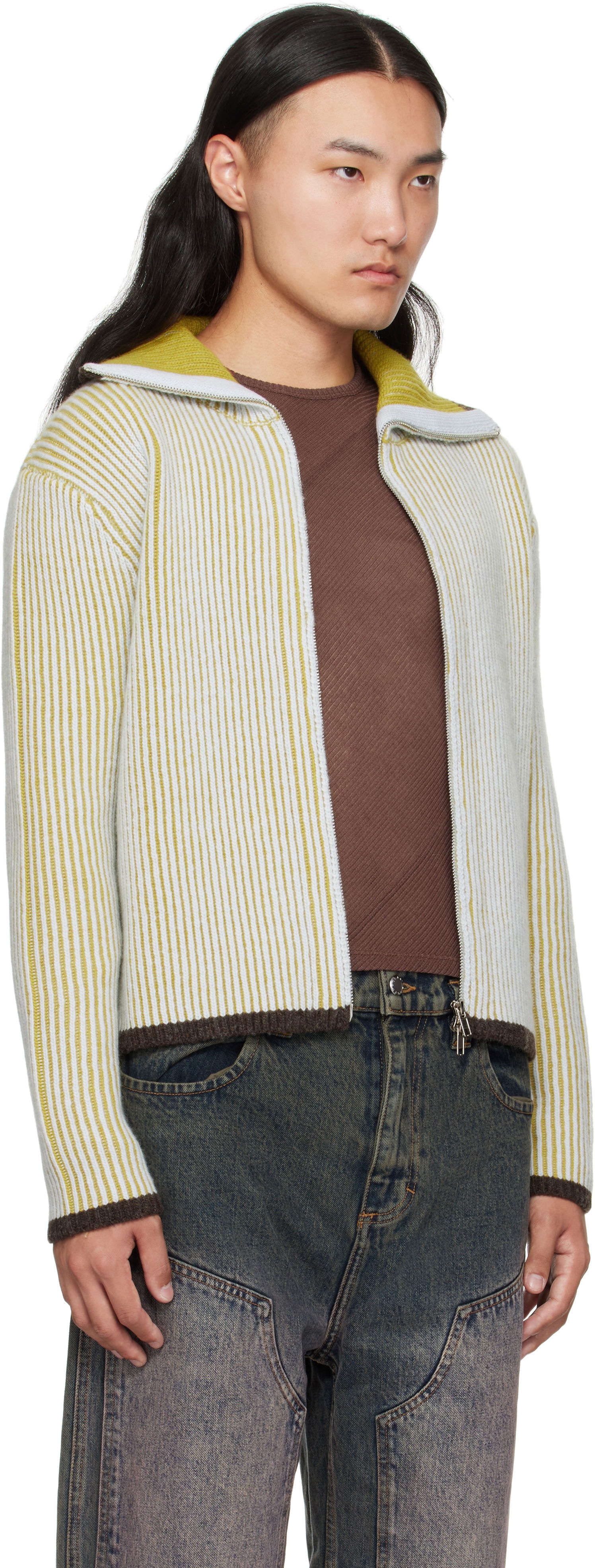 Pleteni pulover Eckhaus Latta Eckhaus Latta Huddle Zip Sweater Rumena | 8267-EL-PF25-C, 1