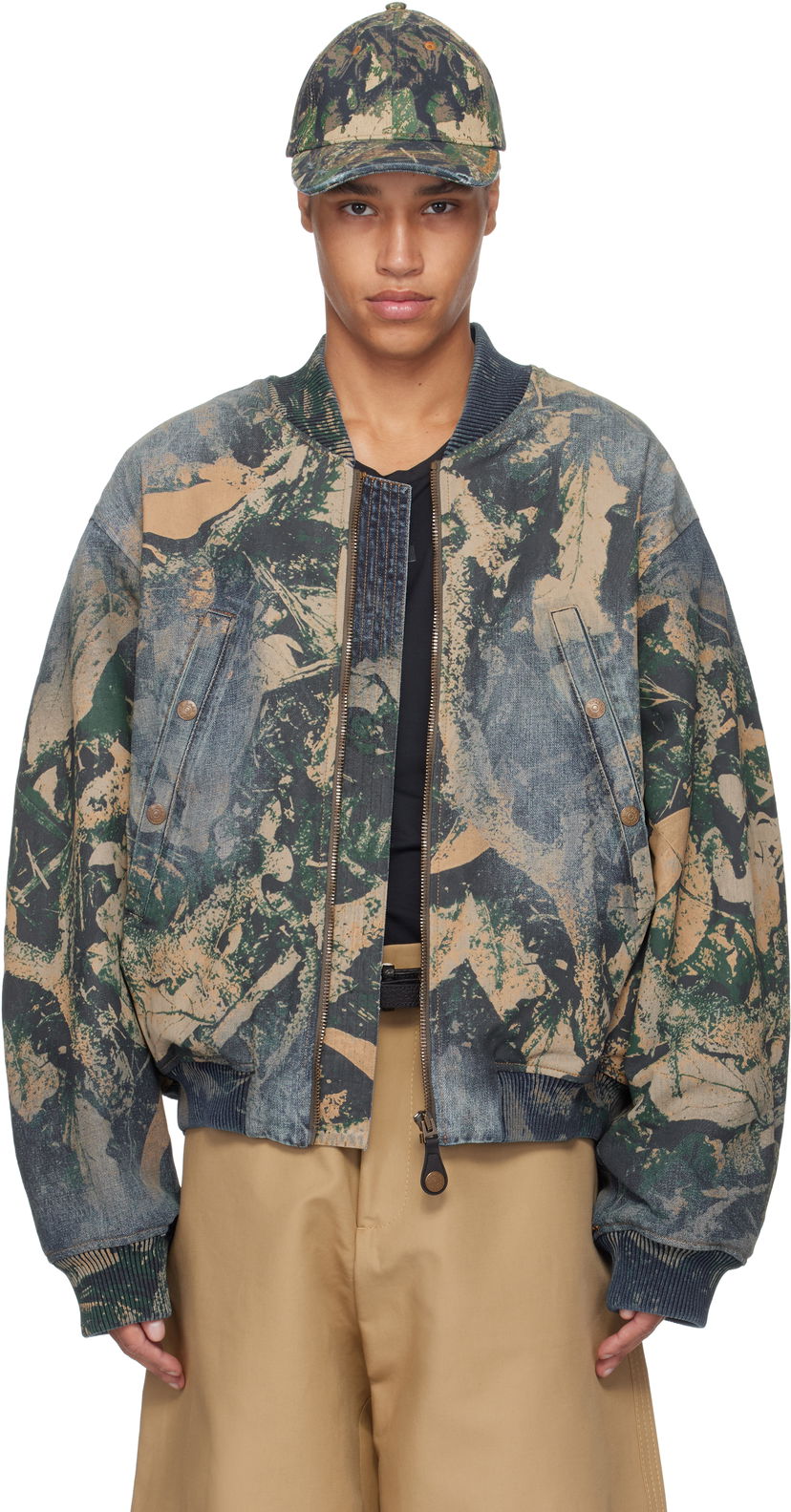 Bomber jakna Acne Studios Acne Studios Printed Denim Bomber Jacket Modra | B90807-