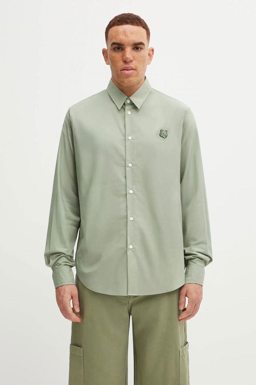 Srajce MAISON KITSUNÉ Bold Fox Head Relaxed Classic Collar Shirt Zelena | MM00403WC5042