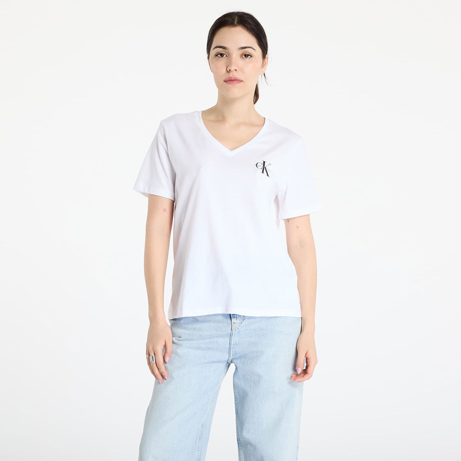 Majica CALVIN KLEIN Calvin Klein Jeans Women's V-Neck T-Shirt, 2-Pack Črna | LV047C906G UB1, 1