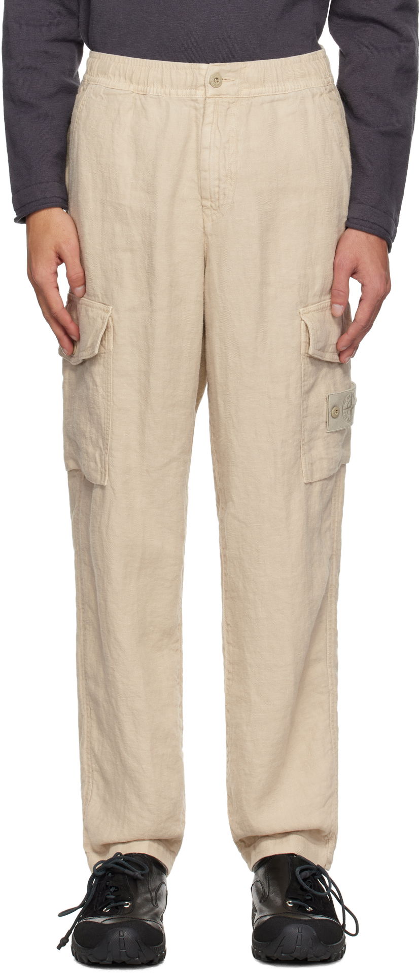 Cargo hlače Stone Island Stone Island Diagonal Linen Cargo Pants Bež | K1S15 3100029 S00F8