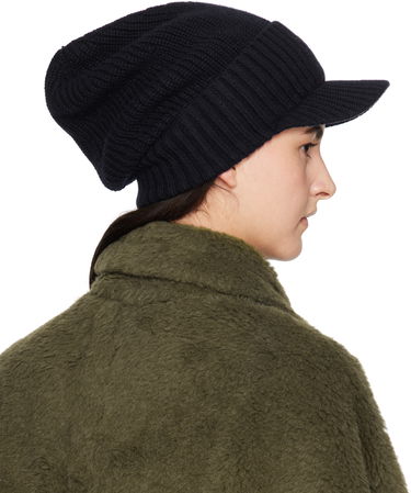 Klobuk Max Mara Max Mara Ribbed Knit Beanie with Visor Črna | 2424576132600 MM02398, 2