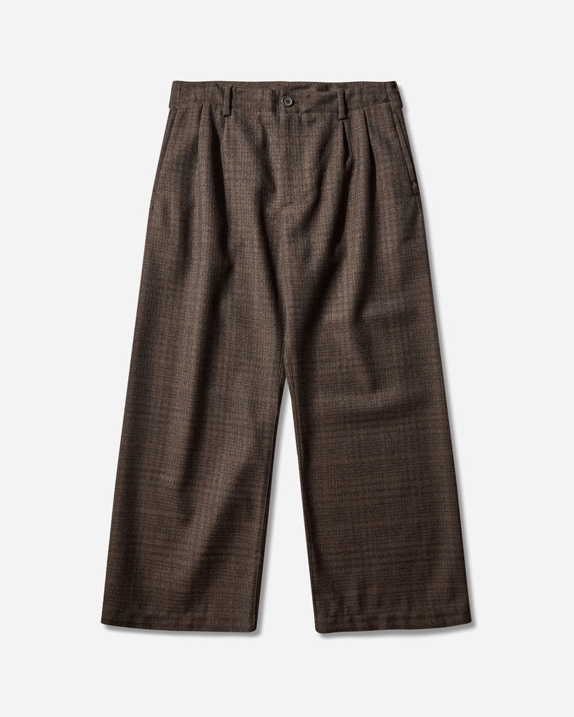 Hlače OUR LEGACY Bridge Pleated Wide-Leg Dunmore Check Trousers Rjava | M4254BB 001