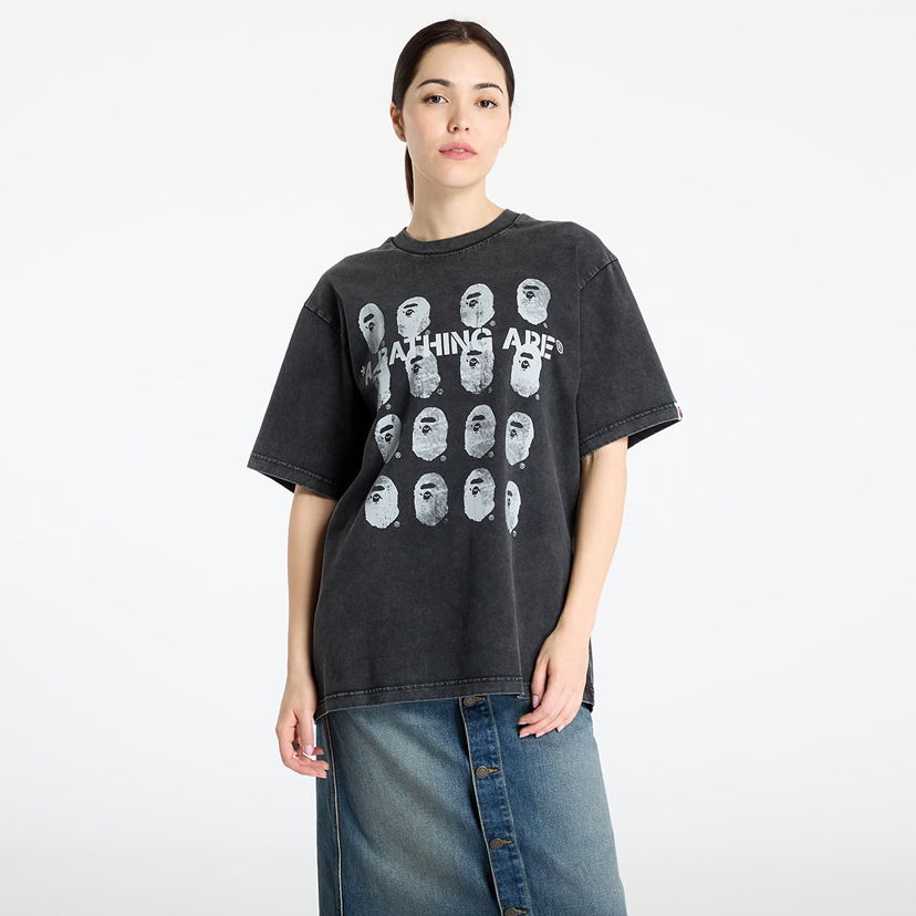 Majica BAPE A BATHING APE Garment Dye Logo Relaxed Fit Tee Črna | 001CSL301348MBLK