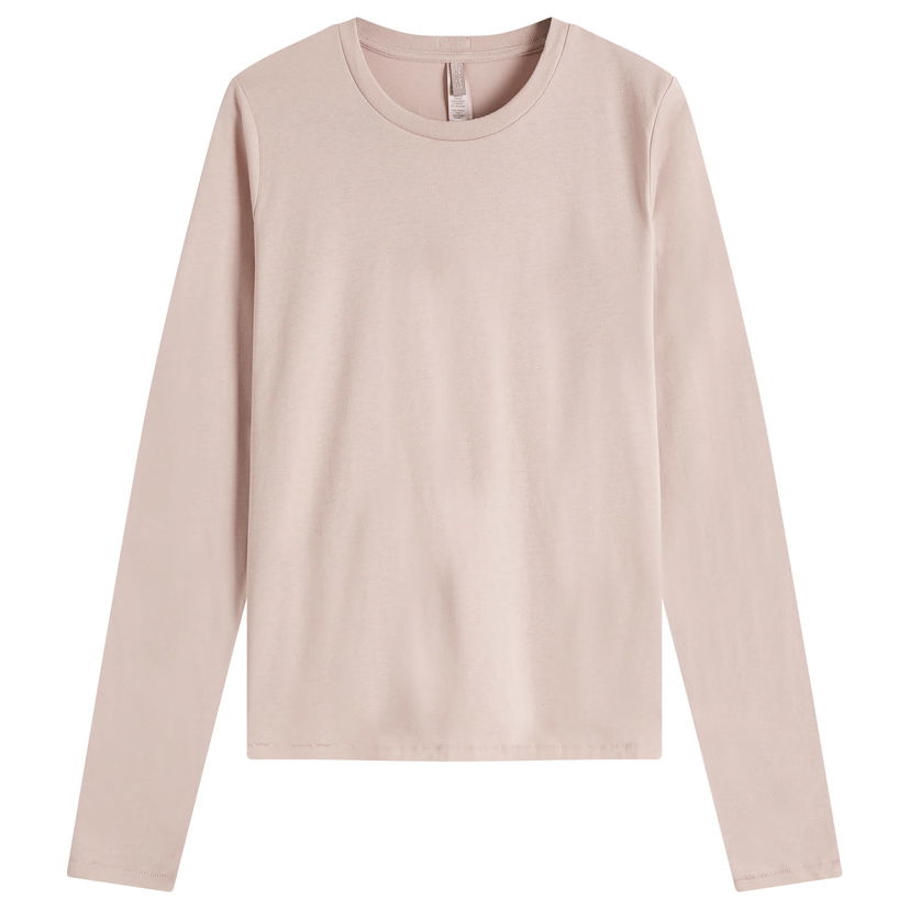 Majica SKIMS SKIMS Relaxed Tees Long Sleeve T-Shirt, Size Large Roza | LS-LST-6976W-FAWN