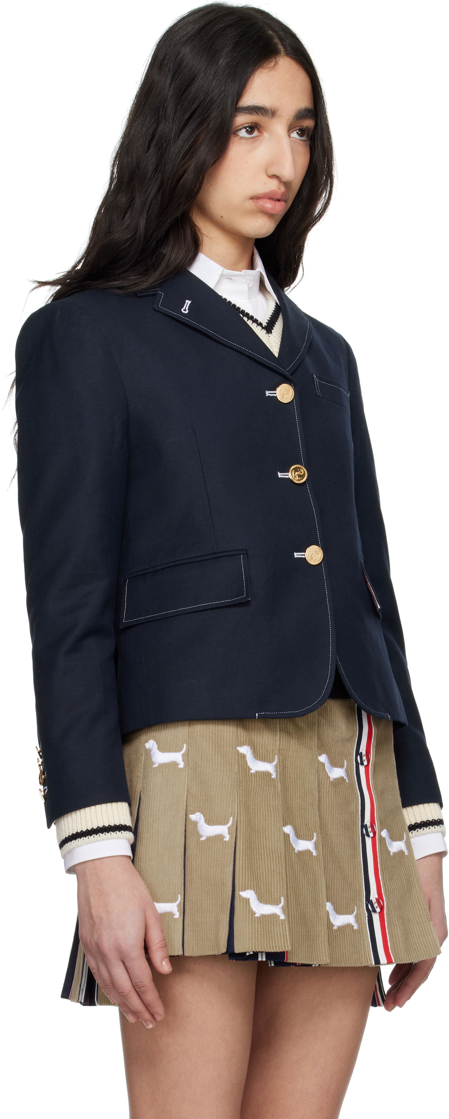 Jakna Thom Browne Thom Browne High Break Sportcoat Blazer Mornarica | FBC929H-F0829, 1