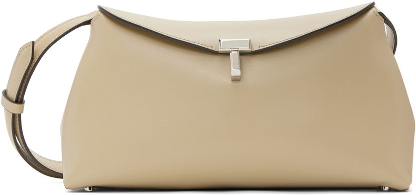 Torba za čez ramo TOTEME Toteme T-Lock Leather Clutch Bež | 234-WAL950-LE0025