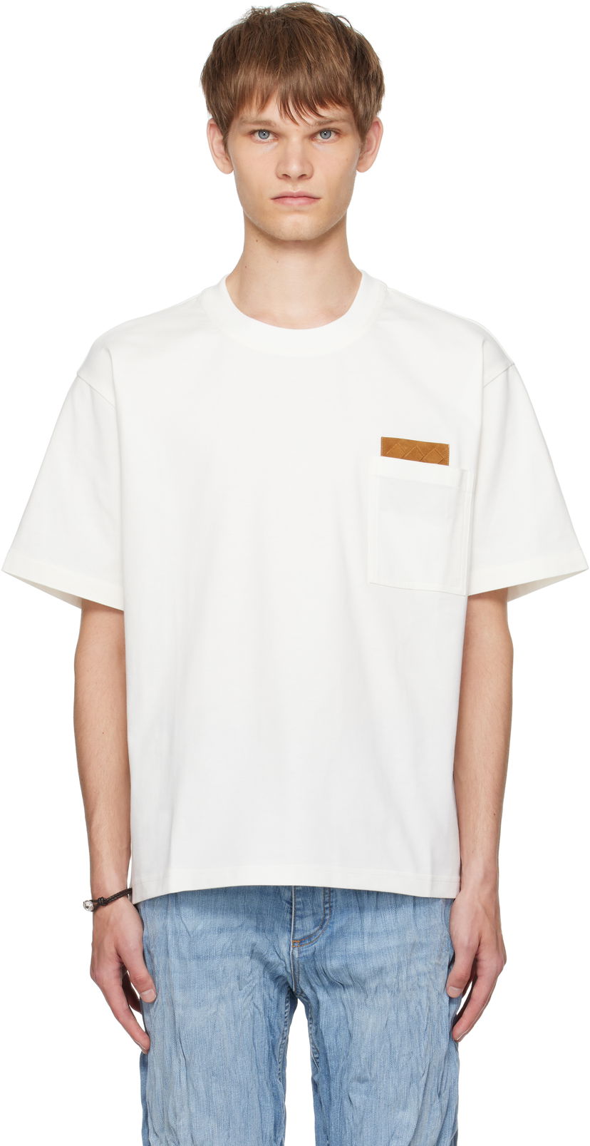 Majica Bottega Veneta Bottega Veneta Pima Cotton Jersey T-Shirt with Pocket Bela | 838924V4N509071