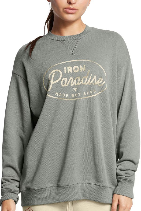 Pleteni pulover Under Armour Project Rock Heavyweight Crew Sweatshirt Zelena | 1386444-709