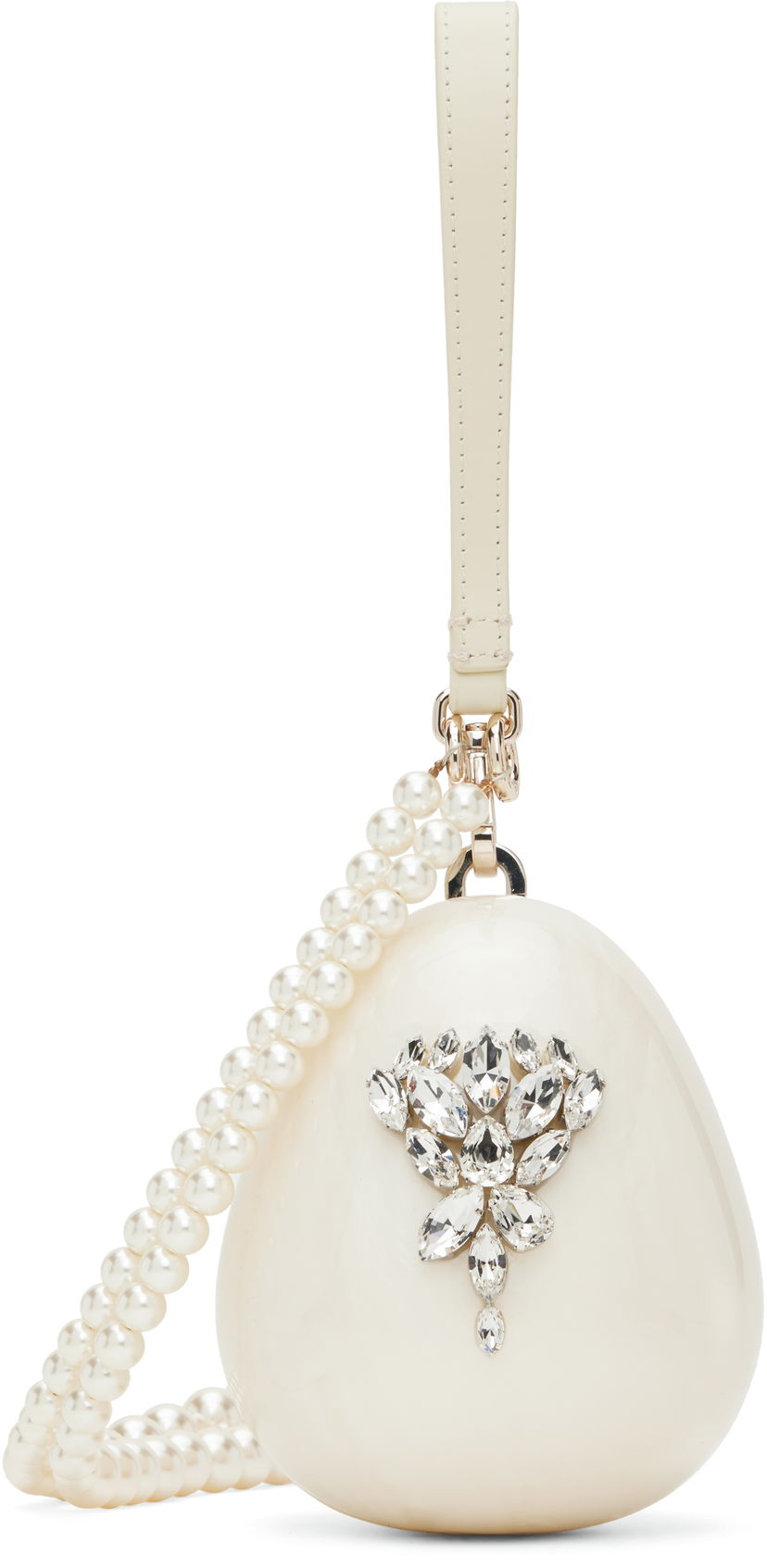 Torbica Simone Rocha Simone Rocha Embellished Micro Pearl Egg Bag Bela | BAG110ECB 0773