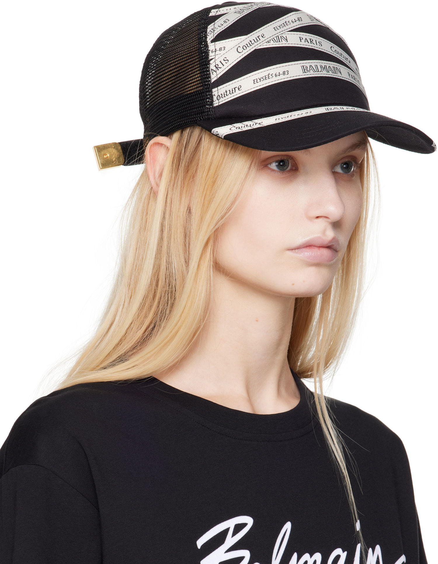 Kapa Balmain Ribbon Motif Cotton Cap by Balmain Črna | EF1XA381MB10, 1