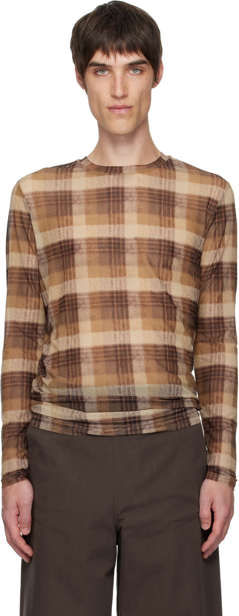Majica Dries Van Noten Dries Van Noten Printed Plaid Long-Sleeve T-shirt Večbarvna | 252-021133-2621