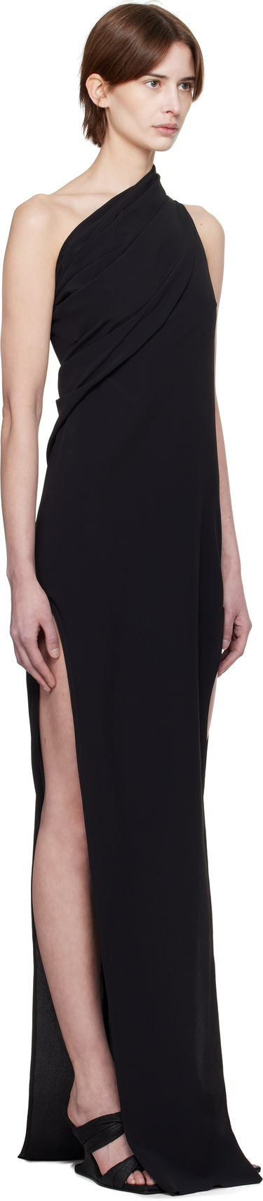 Obleke Rick Owens Rick Owens Hollywood Athena Arrowhead One-Shoulder Maxi Dress Črna | RP01E7509 CC, 1