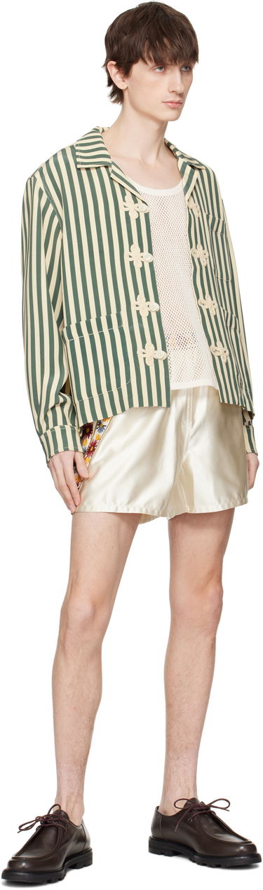 Kratke hlače Bode Bode Candyfloss Embroidered Satin Shorts Bež | MRS25BT057, 3