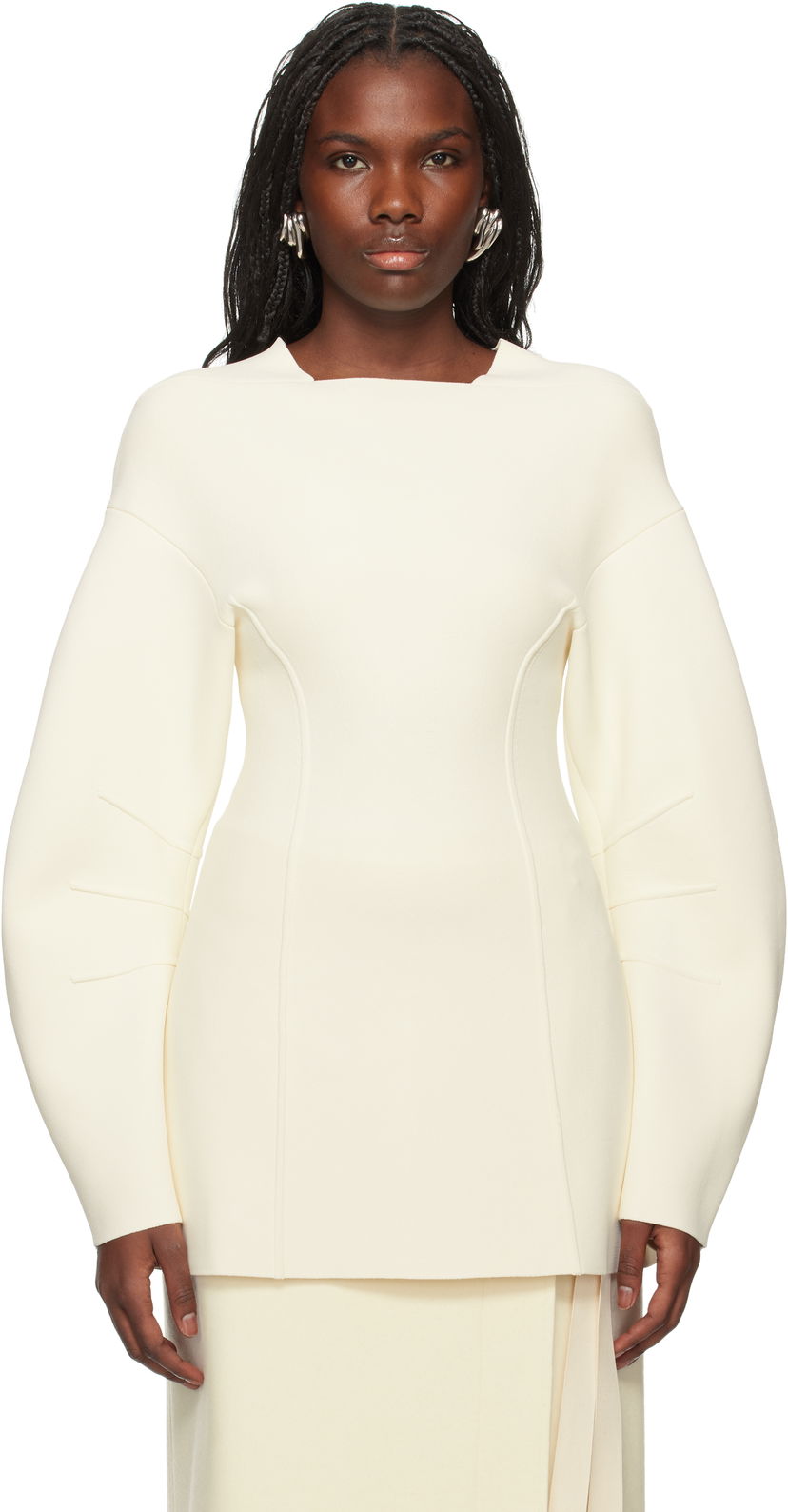 Pleteni pulover Jil Sander Long Sleeve Sweater Bela | J03GP0147_J18329