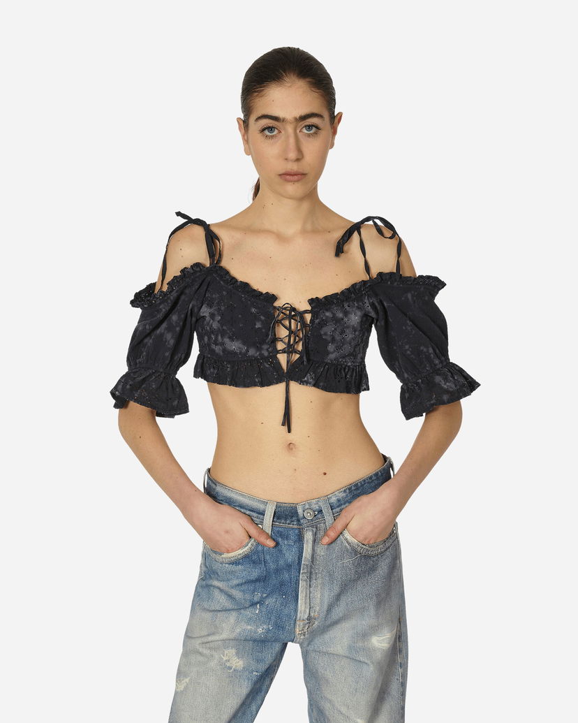 Majica brez rokavov GUESS Dyed Sangallo Top Washed Out Black Črna | W4GH03WEUC0 F9CK