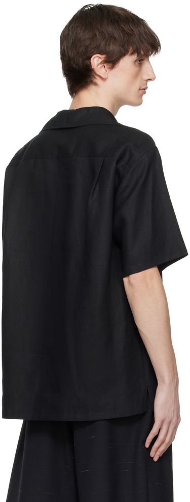Srajce Dolce & Gabbana Dolce&Gabbana Three-Button Short-Sleeved Linen Shirt Črna | G5NE3TFU4JB, 2
