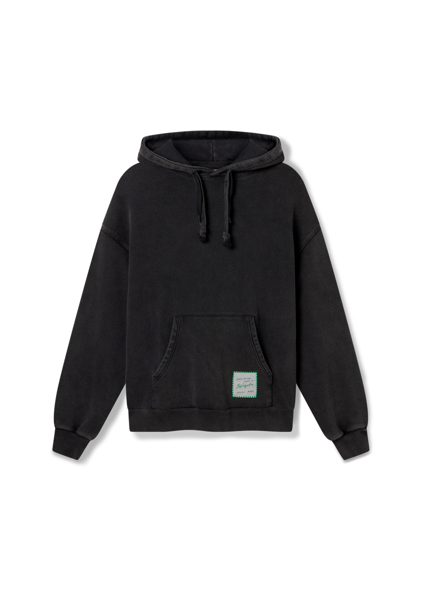 Pulover AXEL ARIGATO Washed Effect Hoodie with Patch Črna | A2993001