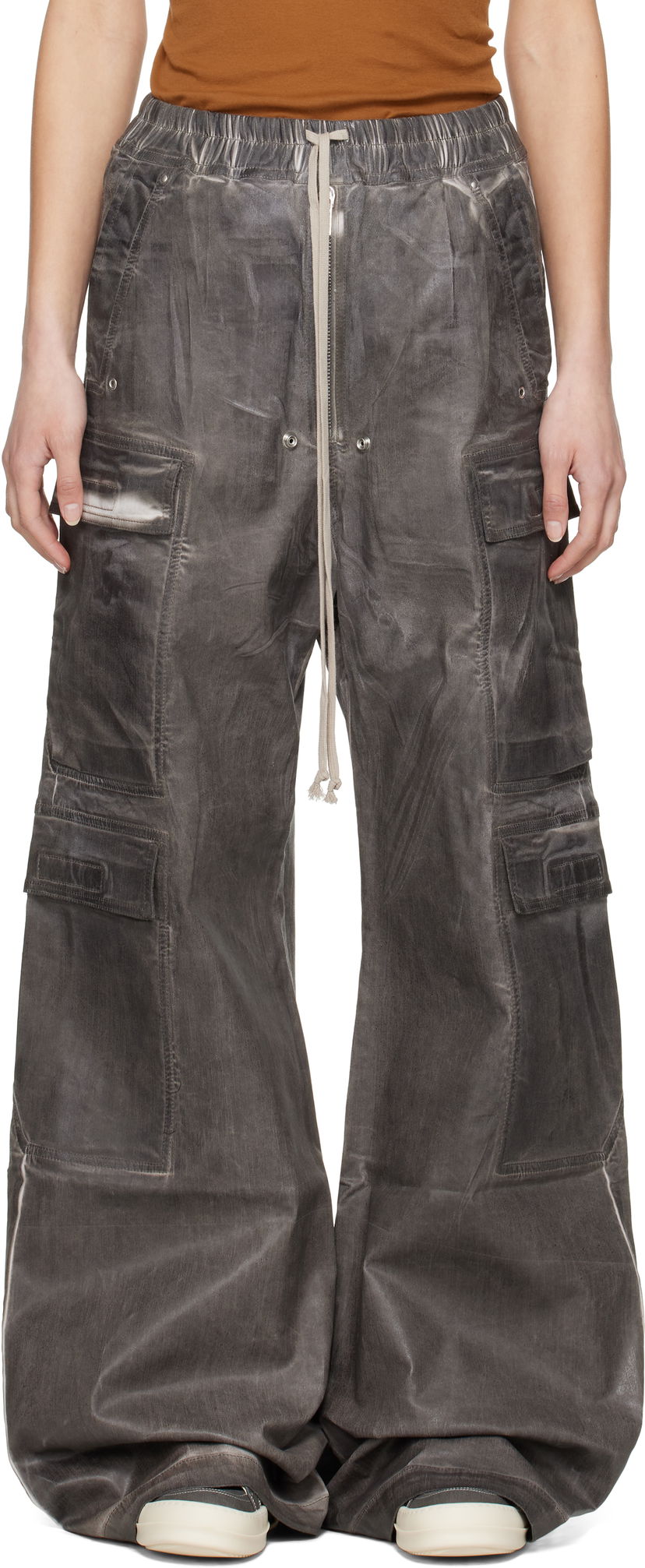 Cargo hlače Rick Owens Rick Owens DRKSHDW Hollywood Double Jumbo Bela Denim Cargo Pants Siva | DS01E3324 SCF