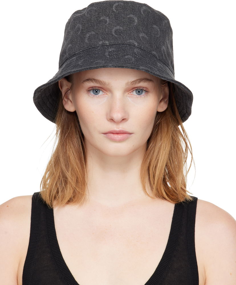 Klobuk Marine Serre Marine Serre Moon Laser Denim Bucket Hat Črna | UHG030ACDEN0006