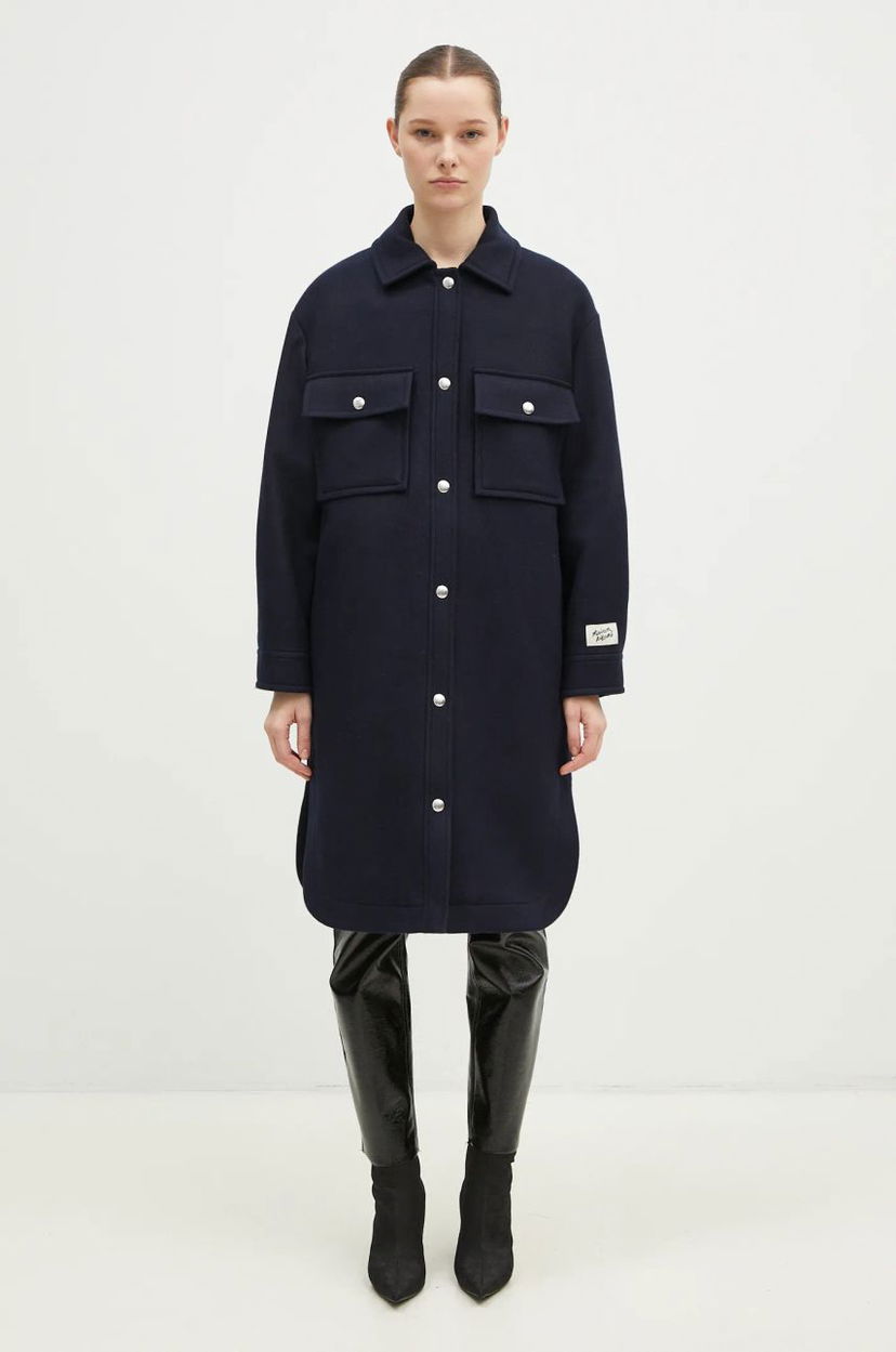 Jakna MAISON KITSUNÉ Maison Kitsune Workwear Wool Shirt Jacket Modra | NW02211WM0026