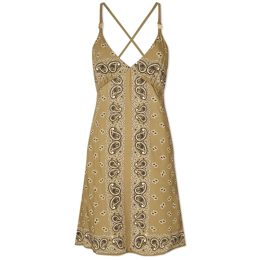 Obleke Palm Angels Paisley Slip Dress Zelena | PWDJ007S24FAB0015656
