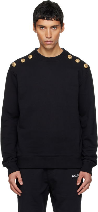 Pulover Balmain Chain Lion Buttons Sweatshirt Črna | FH1JS155JB13, 0