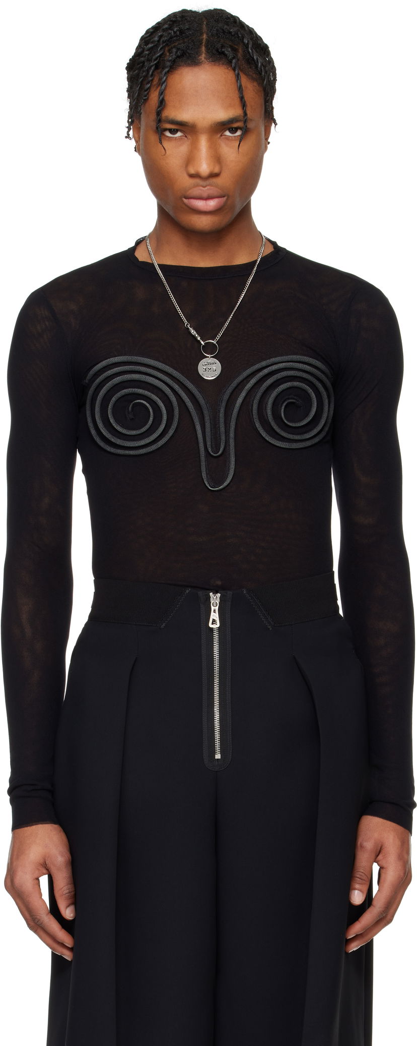 Bodi Jean Paul Gaultier Jean Paul Gaultier 3D Spirale T-Shirt Črna | 25/34-F-TO271B-T001-00