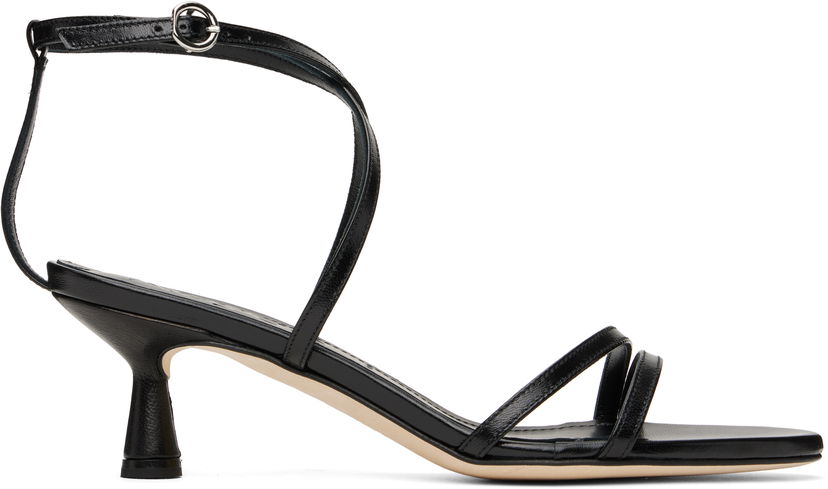 Modni dodatki Aeyde Aeyde Maeve Leather Heeled Sandals Črna | A11-HS-PRAR55ST156-SS25-800-007