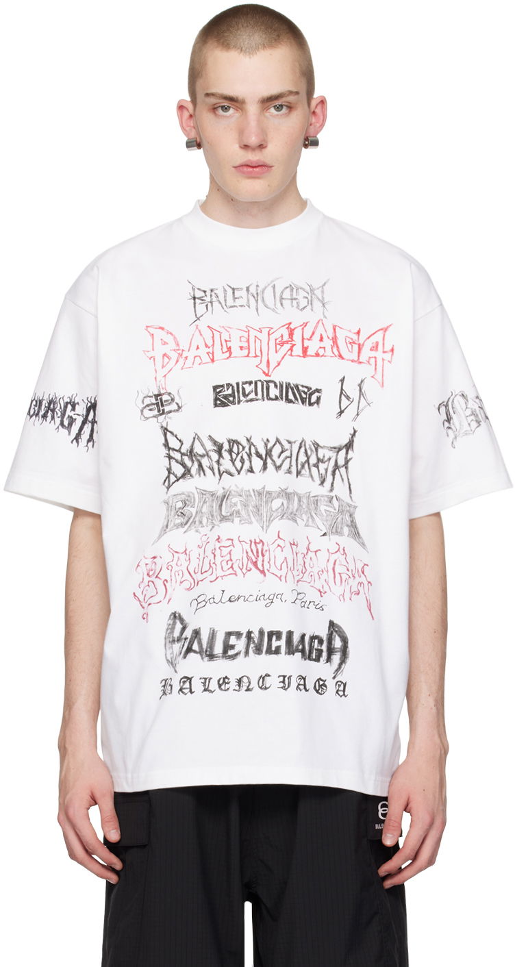 Majica Balenciaga DIY Metal T-Shirt Bela | 641675-TPVO2-9065