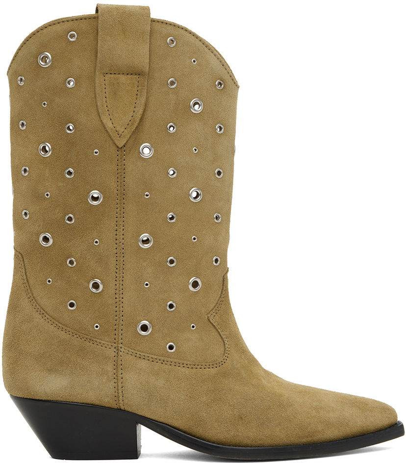 Oblačila ISABEL MARANT Isabel Marant Duerto Suede Eyelet Boots Bež | 24EBO0003FA-B2A05S