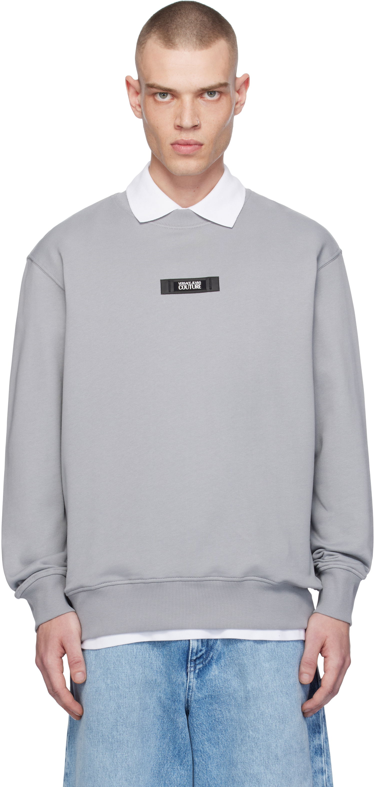 Pulover Versace Logo Regular-Fit Sweatshirt Siva | E77GAI3R3_EF0002, 0