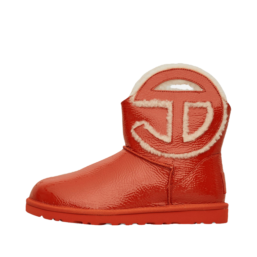 Superge in čevlji UGG Telfar Logo Mini Crinkle Leather Boots Spicy Pumpkin Rdeča | 1155790 SYP