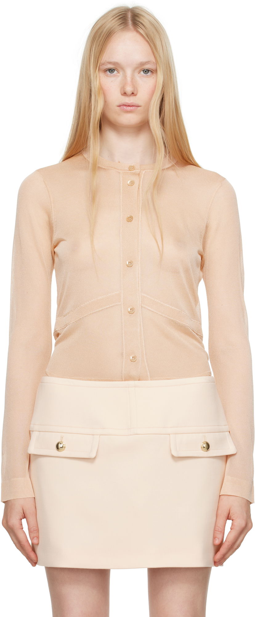 Krila Tom Ford TOM FORD Long Sleeve Knit Cardigan Bež | CAK374-YAX865