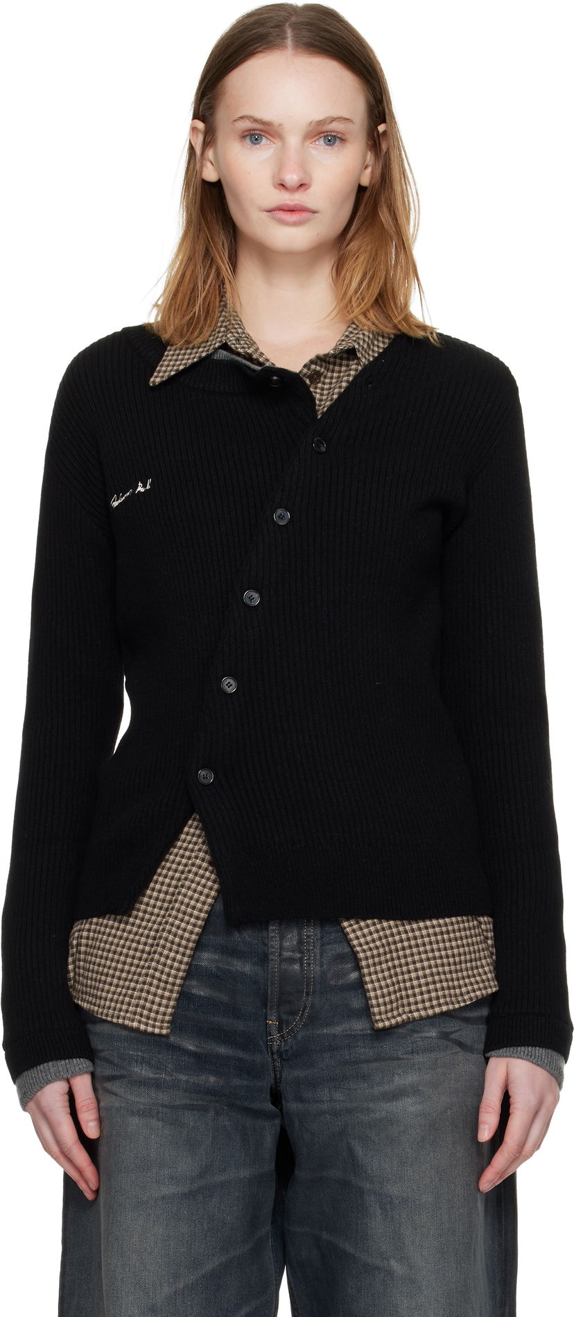 Pleteni pulover Andersson Bell Button Slim Knit Cardigan Črna | atb1383w