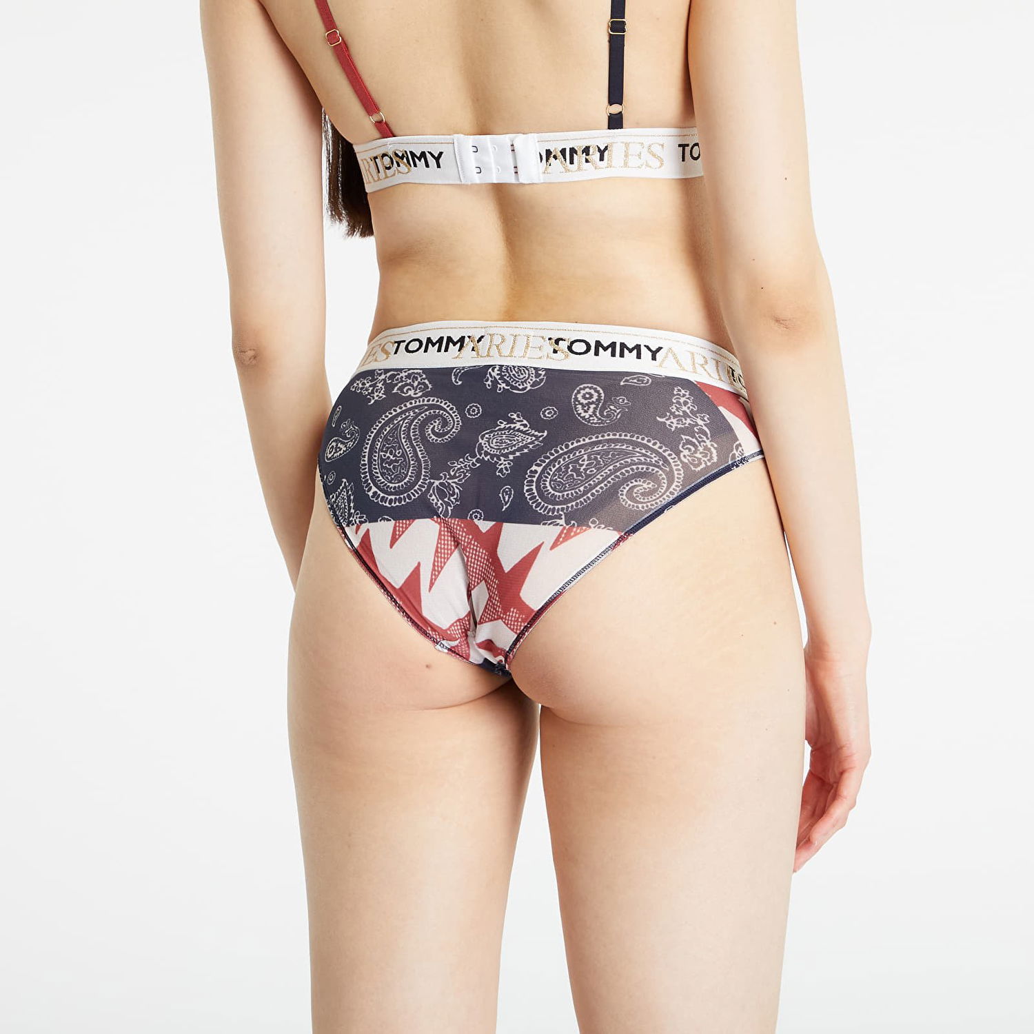Spodnjice Tommy Hilfiger x Aries Sheer Mid Rise Logo Print Briefs Večbarvna | UW0UW04662 0KD, 1