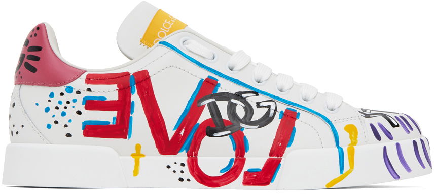 Superge in čevlji Dolce & Gabbana White & Multicolor Portofino Low Sneakers Večbarvna | CK1545 AD462, 0
