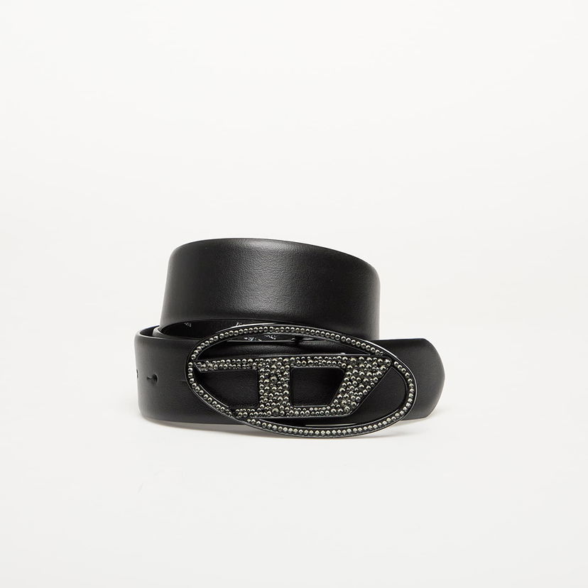 Pasovi Diesel Diesel Oval D Logo B-1Dr Strass Belt Črna | X09611_P6364 Shiny Black