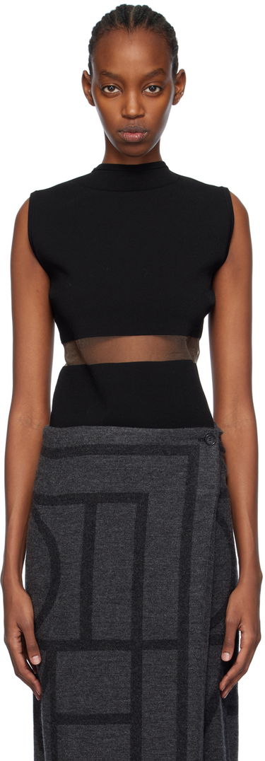 Obleke TOTEME TOTEME High-Neck Mesh-Paneled Top Črna | 241-WRT1068-YA0028, 0