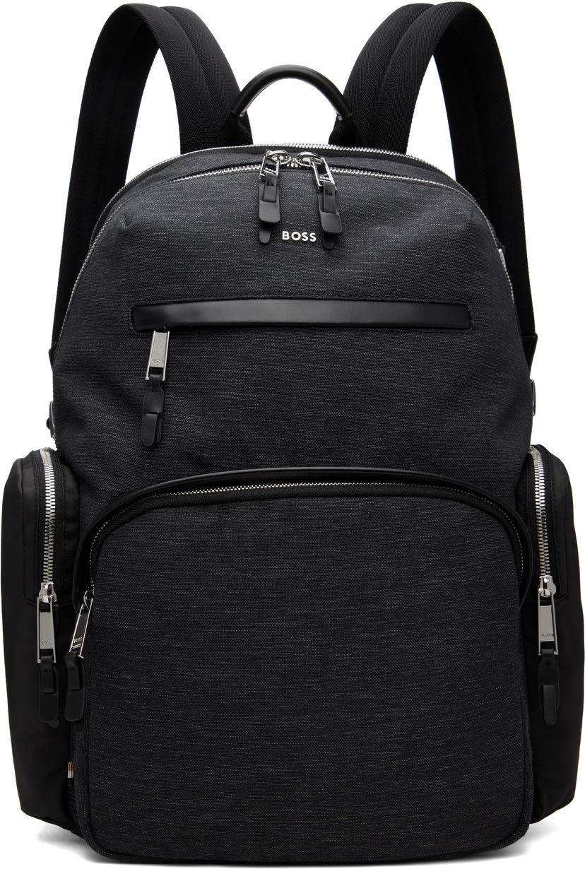 Nahrbtnik BOSS Textured Fabric Hardware Backpack Črna | 50548018