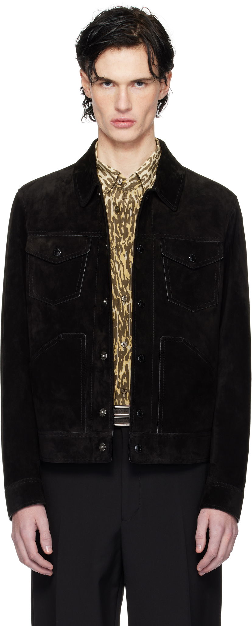 Jakna Tom Ford Suede Western Jacket Črna | LBI001-LMS001S23